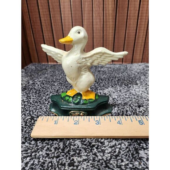 Vintage Cast Iron White Goose and Robin Bird Wedge Door Stopper - Picture 7 of 9